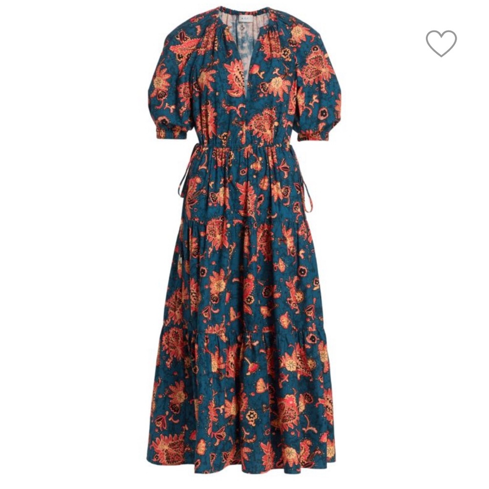 A.L.C. Floral Midi Dress in Blue and Orange - Picture 6 of 8